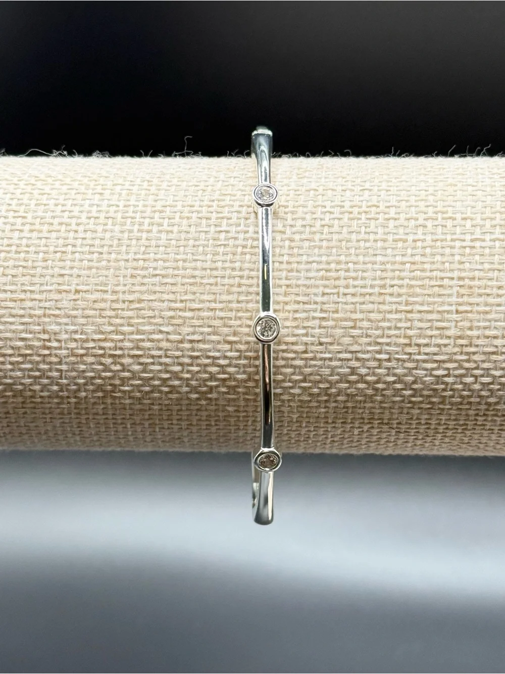 Lauren Ralph Lauren Silver-Tone Crystal Hinge Bangle Bracelet